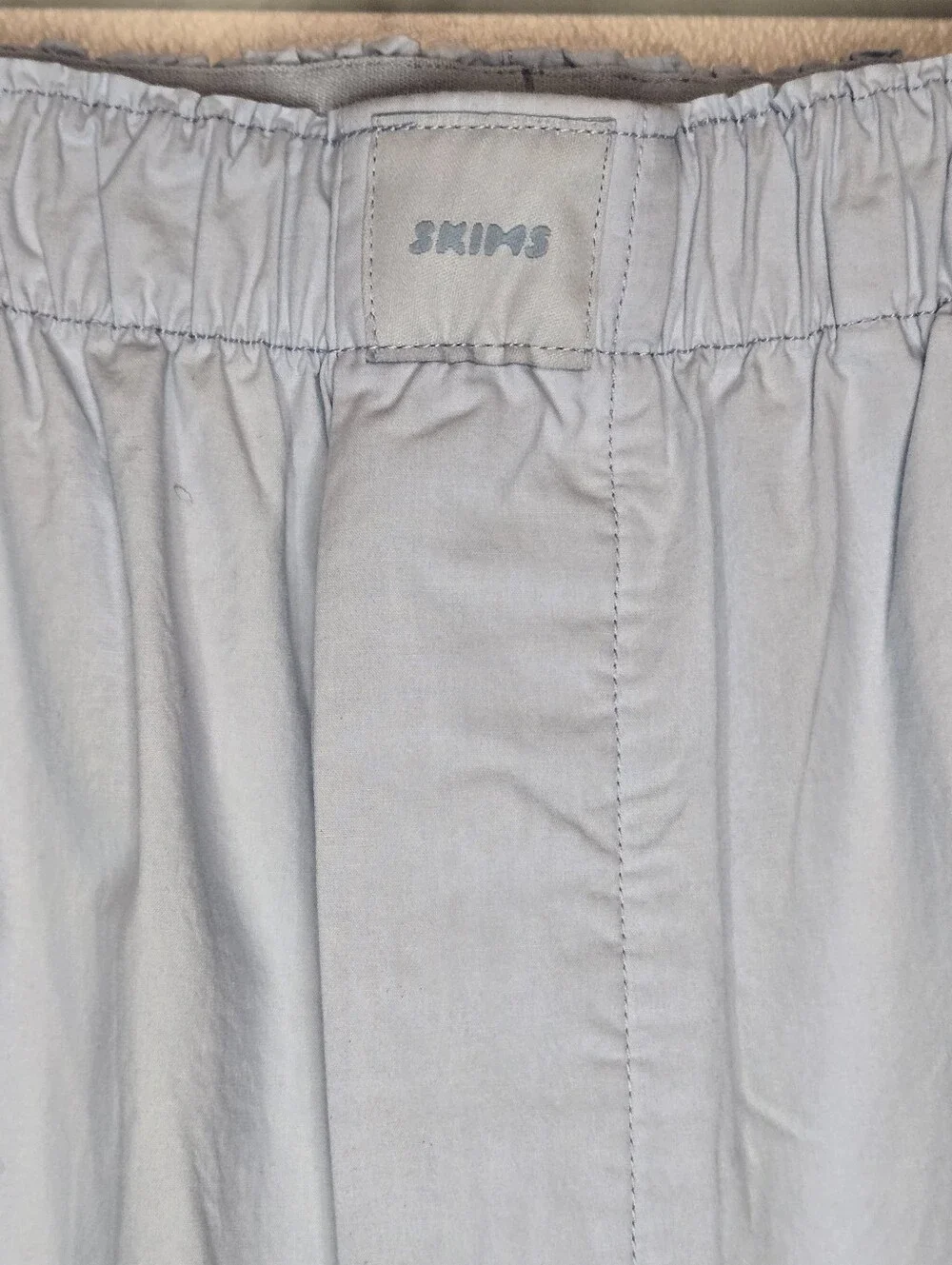 SKIMS Pajama Pants Unisex Medium Light Blue Cotton Elastic Loungewear Wide-leg